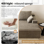80” Oversized Double Lounge Chaise,Cloud Plush Sofa Bed,Upholstered Cloud Sofa Deep Seat,No Assembly Required,Modern Corduroy Sleeper Loveseat Chair for Living Room Bedroom Reading,Camel