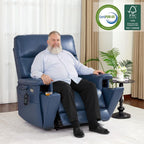 MCombo 500lbs Heavy Duty Lift Chair for Elderly, Extra Wide Dual Motor Power Lift Recliner with Hidden Cup Holders, USB Charging, Breathable Faux Leather R7777 (Blue)