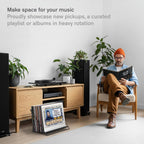 Boundless Audio Vinyl Record Storage Rack - Record Holder for 50 LPs, Black | Solid Steel Powder-Coated Finish - Patented Fold-Flat Frame - Minimalist Now Playing Album Display Stand & Crate Alternative