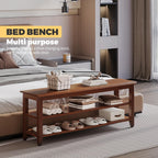 Wood Shoe Bench for Entryway,Bench with Shoe Rack,Storage Shoe Organizer for Hallway,Living Room,Bedroom (Brown, 47.24''W×11.81‘’D×17.71‘’H)