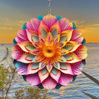 Stainless Steel Wind Spinner Indoor Outdoor Garden Decoration Crafts Ornaments 10 inch 3D Frosted Wind Spinner Mandala Worth Gift Wind Sculptures