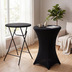 Wenqik 4 Sets 32"x43" High Top Folding Cocktail Tables & Cover,Black | Bar Height Portable Stands with Spandex Covers, Removable Legs for Easy Storage, Ideal for Parties Weddings Events