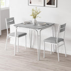 GAOMON 3-Piece Dining Table Set, Sturdy Wooden Square Table and Chair Breakfast Table Set for 2 Person,for Home or Commercial Dining Room,White+ Grey