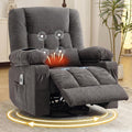 Swivel Rocker Recliner Chair with Vibration Massage and Heat Ergonomic Lounge Chair for Living Room with Rocking Function and Side Pocket, 2 Cup Holders, USB Charge Port