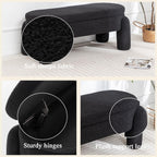 Upholstered Storage Ottoman Bench,45.1" Modern Bench,Large Sherpa Ottoman with Storage and Seating,End of Bed Bench,for Entryway, Hallway, Living Room,Bedroom (Black)