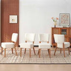 Howtek Modern Dining Chairs Set of 4 with 6.3" Thick Seat Cushions, Space-Saving Stackable Upholstered Kitchen Chairs, Ergonomic Backrest & Metal Legs, White