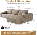 AUGOP 108" Sectional Couches for Living Room Modern Modular Sofa with L-Shape Couchs Upholstered Couch Deep Seat Sectional Couch with Chaise