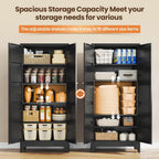 Yizosh Metal Storage Cabinet with 2 Doors and 4 Adjustable Shelves - 71" Black Kitchen Pantry Storage Cabinet,4-Tier Tall Steel Cabinet Locker for Living Room,Dining Room,Kitchen