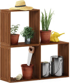 Furinno TIOMAN Outdoor Storage, Multipurpose Stacking Shelf in Teak Oil, for Patio, Garden, Porch, Natural