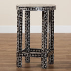bali & pari Elara Coastal Black and White Mother of Pearl Capiz Shell End Table