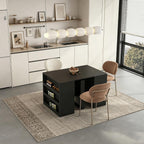 28" - 123" Large Extendable Dining Table, Expandable Table for 2-10 People with Side Storage Shelves, Multi-Functional Wood Kitchen & Conference Desk, Black
