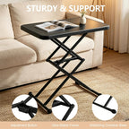 Small Folding Table, Height Adjustable in 2 Seconds with 4 Settings, Ultra-Thin 3" Foldable Design, No Assembly Required, Black 26-Inch TV Tray Laptop Desk for Picnic, Indoor/Outdoor Use, 1 Pack