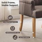 Upholstered Dining Chairs, Modern Fabric Dining Room Chairs with Arms, Tufted High Back Armchair with Solid Wood Legs for Dining Living Room, Kitchen, Brown