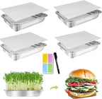 Stainless Steel Sprouts Growing Kit 4-Tier 10.4 inch Trays, Microgreens Growing Kit, Seed Sprouting Tray with Encrypted Mesh Sprouts for Beans Alfalfa Broccoli Wheat Grass