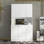 70.87" Tall Kitchen Pantry Storage Cabinet, Freestanding Wood Hutch with 6 Doors, 1 Drawer, with Countertop,Microwave Stand & Food Cupboard, Coffee Bar Organizer for Dining Room,White