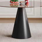 35 Inch Round Glass Dining Table, 8mm Tempered Glass Tabletop with Carbon Steel Legs, Dark Brown Modern Small Dining Table for 2-4 People, Perfect for Apartment, Restaurant, Cafe and Meeting Room