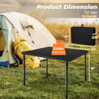 34" Folding Table, Portable Square Camping Card Table with Collapsible Legs & Carrying Handle, Plastic Tables for Outdoor Cooking,Camping,Picnic, Office, Party,Black