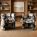 chairus Modern Dining Chairs Set of 2 Unique Sherpa Barrel Chairs Cute Comfy Upholstered Accent Chair for Living Room/Bedroom/Reception, Cow