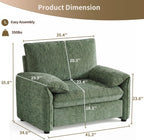 Oversized Accent Chair for Living Room, Wide Chenille Reading Chair | Comfy Padded Arms Deep Seat Springs Cushion Single Sofa Chair for Bedroom Apartment Green