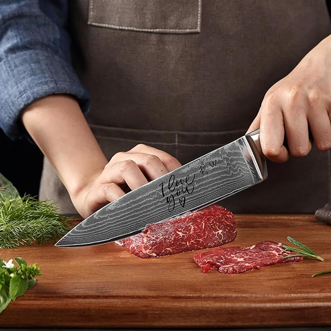 Wakoli 8-inch Damascus Chef Knife - 67-Layer VG10 Core Steel, Razor Sharp Professional Kitchen Knife with Ergonomic Pakkawood Handle, for Slicing, Dicing & All Cooking Tasks - Gift Box (EDIB)