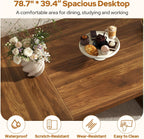 78.7" Long Rectangle Dining Table with Fluted Storage Legs for 6/8/10, Farmhouse Dinner Tables with Large Tabletop, Storage Shelves and Sliding Tambour Doors for Dining Room, Kitchen, Living Room