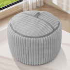 2FT Bean Bag Chair 2'Bean Bag Chairs with Memory Foam Filled Small Bean Bag | Bean bags with Machine Washable Cover Corded Plush Fabric, Comfy Chairs for Living Room, Bedroom, Dorm, Lightgrey