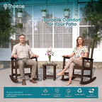 THOEOE Outdoor Rocking Chairs Set of 2, Oversized Patio Rocking Chair | HDPE Outdoor Rockers for Front Porch, Patio, Backyard, Balcony and Garden. All-Weather High Back Design, Brown