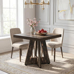 LITTLE TREE 31.5" Square Dining Table for 4, Small Space Kitchen Table with Pedestal Base, Farmhouse Wood Tables for Apartment, Dining Room & Living Room, Ideal for Cafe & Restaurant Use (Black Brown) | Pedestal Base, Farmhouse Wood Tables for Apartment