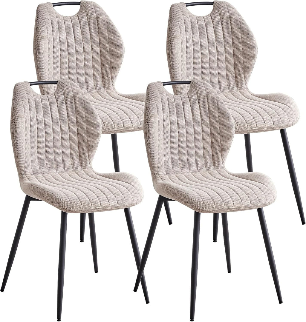 Dining Chairs Set of 4, Upholstered Living Room Chairs Modern Fabric Wingback Kitchen Chairs for Apartment Waiting Room, Khaki