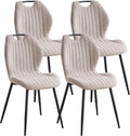 Dining Chairs Set of 4, Upholstered Living Room Chairs Modern Fabric Wingback Kitchen Chairs for Apartment Waiting Room, Khaki