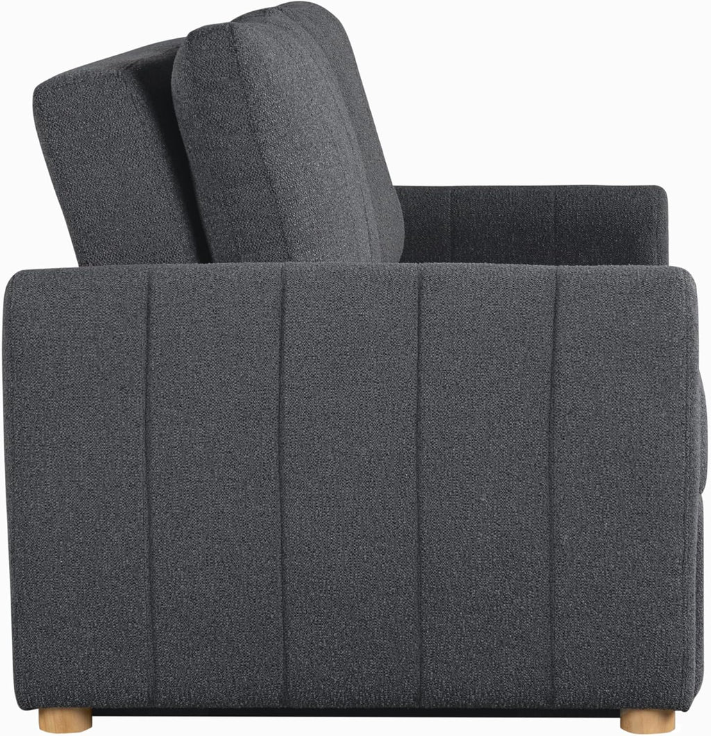 Serta Galway 66.5" Convertible Sleeper Loveseat, Full Size, Dreamcoil Comfort, FingerGuard Pinch Point Protection, Boucle Fabric, Charcoal