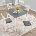 LUMISOL 5-Piece Counter Height Dining Set, Wooden Square Table with 4 Chairs, Space-Saving 4-Person Dining Table Set for Small Kitchen Dining Room, Grey + White