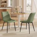VASAGLE Dining Chairs Set of 2, Upholstered Kitchen Chairs, PU Leather | Steel Legs, Curved Backrest, for Dining Room, Forest Green and Ink Black ULDC090CH02