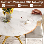 Giantex Folding Dining Table for 4-6 People, 47" Round Drop Leaf Table with Metal Frame, Mid-Century Modern Expandable Kitchen Tables for Small Spaces Dinette Living Room Restaurant (White)