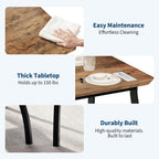 Dining Table Set for 4, 3-Piece Wooden Kitchen Table with 2 Upholstered Benches, Space-Saving Dinette Set for Restaurant, Studio, Dining Room, Home Kitchen(43''x28''x30''), Retro