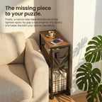 Skinny Side Table with Storage, 3 Tier Slim Side Tables for Small Spaces, Skinny End Table Narrow Bedside Table Narrow Side Table for Living Room, Bedroom