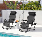 Alpen Zero Gravity Lounge Chair Set of 2, Patio Chair Folding Lounge Chairs for Outside, Portable Camping Chairs with Pillow and Cup Holder, Outdoor Recliner for Beach Outdoor Camping, Black