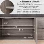 LVB 2-Tier Storage Bench with Padded Cushion, Entryway Shoe Bench with 2 Drawers, 2 Barn Doors & Adjustable Shelf, Industrial Style for Foyer, Bedroom, Living Room, Greige, 40 Inch