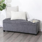 Asense Storage Ottoman Bench,42 inch Upholstered End of Bed Bench,Safety Hinge Storage Bench for Living Room,Bedroom,Entryway (42" Cotton-Linen Grey)