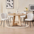 47" Round Dining Table for 4 6 People, [Fanned Base] [1.38" Thick Top] Farmhouse Wood Kitchen Table for Dining Living Room Home, Natural