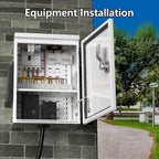 Outdoor Electrical Box with Thermostat and Fan, Cold-Rolled Steel Plate, Aluminum Alloy Back Beam, One-Piece Ventilation Design, IP65 Waterproof, Wall/Pole Mounted. (17.7" x 13.8" x 8")