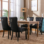 ODUSE-DAILY Black Velvet Dining Chairs Set of 4, Kitchen & Dining Room Chairs, Four Fabric Tufted Dinning Chairs, Velvet Upholstered, Wing Back, Metal Pull Ring, Wood Frame, Mid Century Modern