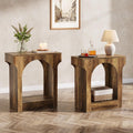 Tribesigns Wood End Table Set of 2, Side Table with Storage Space for Living Room, Narrow Nightstand for Bedroom, Rustic Brown