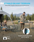 Gonex 50" Camping Table, Roll Up Aluminum Folding Picnic Beach Table | Adjustable Height Legs for Uneven Ground, 132 lbs Capacity, Mesh Pocket, Fit 4-6 people, Easy Setup, RV Car Camping, BBQ