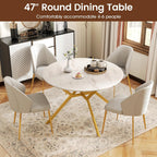 Giantex Folding Dining Table for 4-6 People, 47" Round Drop Leaf Table with Metal Frame, Mid-Century Modern Expandable Kitchen Tables for Small Spaces Dinette Living Room Restaurant (White)
