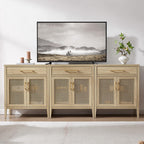 SICOTAS 30" Kitchen Sideboard Buffet Cabinet with Storage, Modern Farmhouse Coffee Bar Table with Adjustable Shelf & Gold Mesh Doors, Storage Cabinet with Drawer for Living Room Entryway, Light Walnut