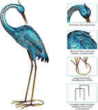 Kircust Garden Sculpture & Statues, Blue Heron Lawn Ornaments Standing Metal Crane Yard Art Large Size Bird Decoy for Outdoor Lawn Backyard Porch Patio Decoration, Set of 2