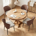 Modern Curved Back Dining Chairs Set of 4, Faux Leather Upholstered Accent Chair, Mid-Century Kitchen Side Chair with Soft Cushion for Dining Room, Living Room, Bedroom, Brown