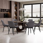 Rowill Dining Chairs Set of 2 Modern Faux Leather Kitchen Chairs with Thickened Metal Frame, Scratch-Resistant Upholstery,Widened Seat & Anti-Slip Pads, Cushioned Backrest for Kitchen,Dusty Blue