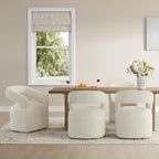 KISLOT Upholstered Dining Chairs with Casters Easy Assembly Require Modern Barrel Armchair with Rollers for Diningroom Bedroom Livingroom Reading Room,Set of 2,Cream Beige